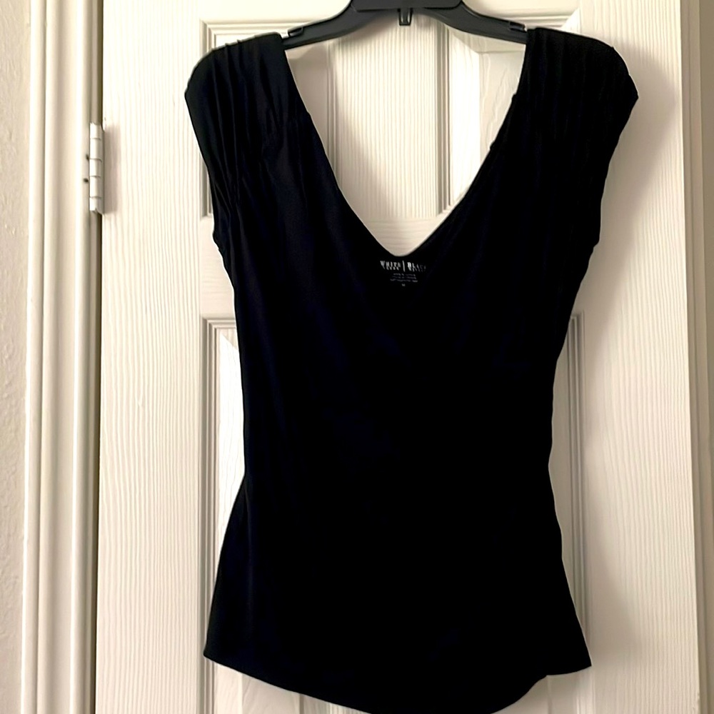 Women Black Short sleeve V-neck Front/Back. Brand New. Size Medium.